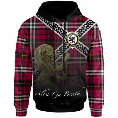Scottish Little Clan Crest Tartan Hoodie - Scotland Lion Front Side Tartan Plaid