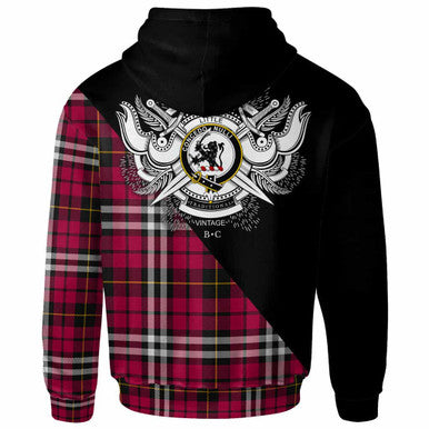 Scottish Little Clan Crest Tartan Hoodie - Military Logo Back Side Tartan Plaid