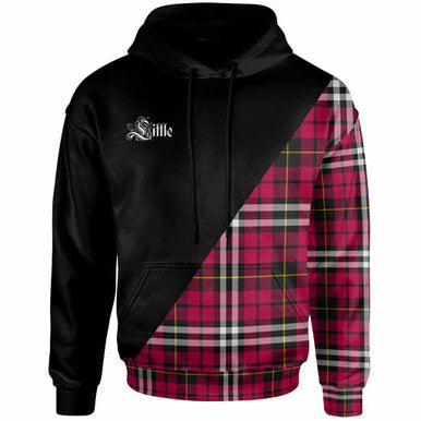 Scottish Little Clan Crest Tartan Hoodie - Military Logo Front Side Tartan Plaid