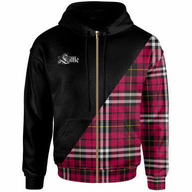 Scottish Little Clan Crest Tartan Hoodie - Military Logo Zip-up Tartan Plaid