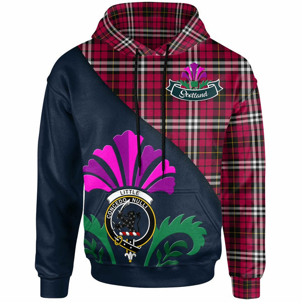 Scottish Little Clan Crest Tartan Hoodie - Scotland Thistle Style Front Side Tartan Plaid