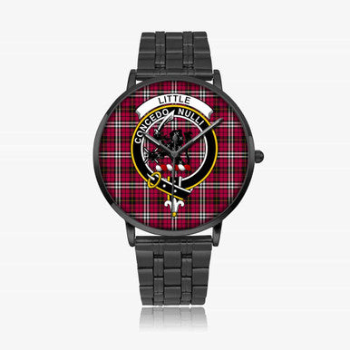 Scottish Little Clan Crest Tartan Instafamous Steel Quartz Watches Tartan Plaid Black 1