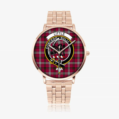 Scottish Little Clan Crest Tartan Instafamous Steel Quartz Watches Tartan Plaid Rose Gold 1