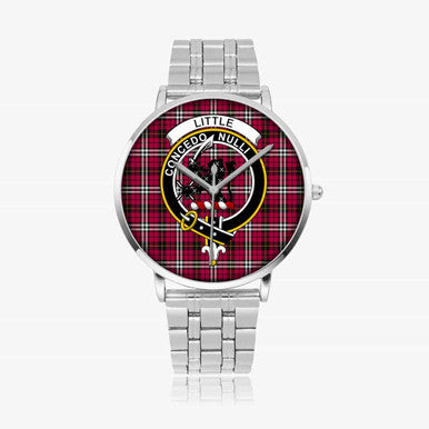 Scottish Little Clan Crest Tartan Instafamous Steel Quartz Watches Tartan Plaid Silver 1