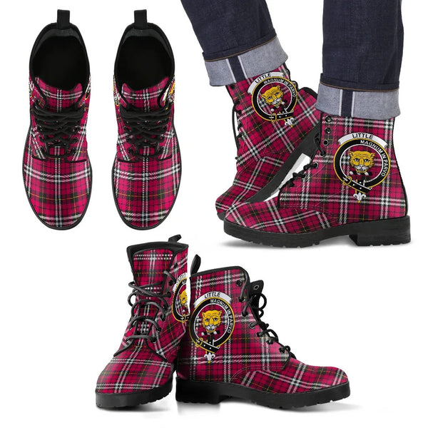 Scottish Little Clan Crest Tartan Leather Boots