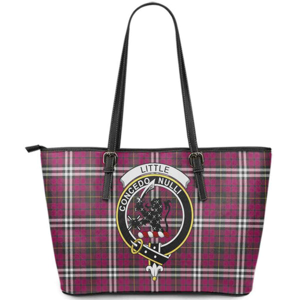 Scottish Little Clan Crest Tartan Leather Tote Tartan Plaid
