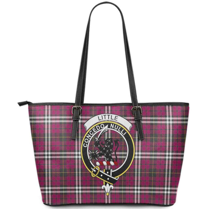 Scottish Little Clan Crest Tartan Leather Tote Tartan Plaid