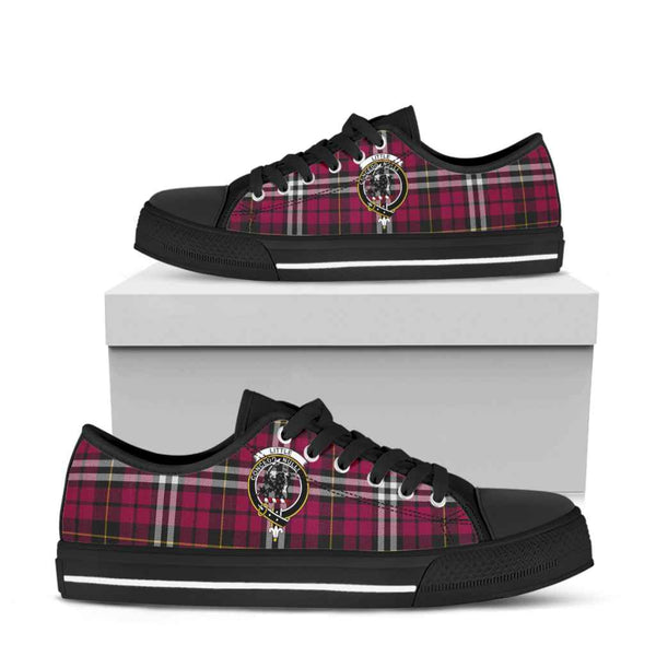 Scottish Little Clan Crest Tartan Low Top Shoes Tartan Plaid Black