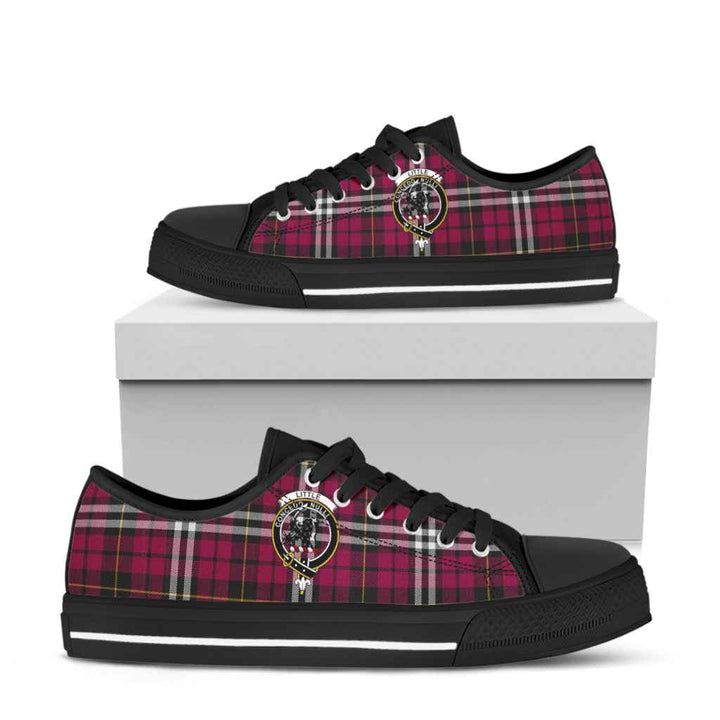 Scottish Little Clan Crest Tartan Low Top Shoes Tartan Plaid Black