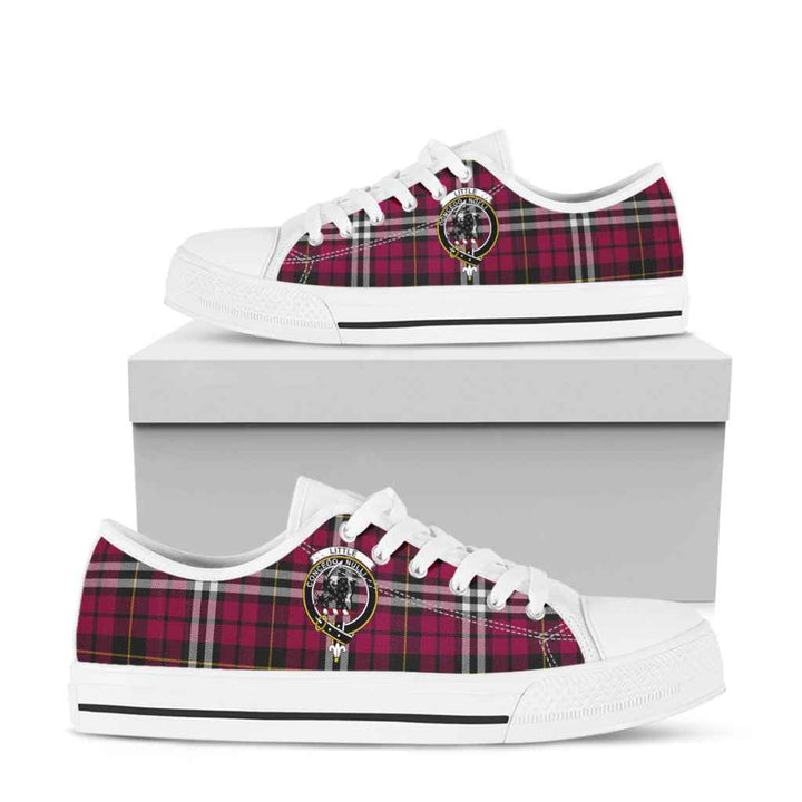 Scottish Little Clan Crest Tartan Low Top Shoes Tartan Plaid White