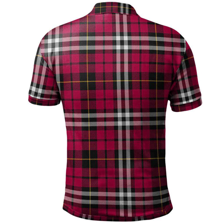 Scottish Little Clan Crest Tartan Polo Shirt Back Side Tartan Plaid