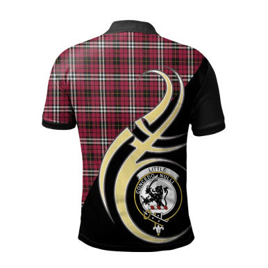Scottish Little Clan Crest Tartan Polo Shirt Believe in Me Back Side Tartan Plaid