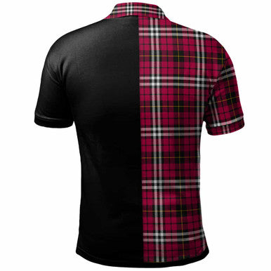 Scottish Little Clan Crest Tartan Polo Shirt - Half in Me Back Side Tartan Plaid