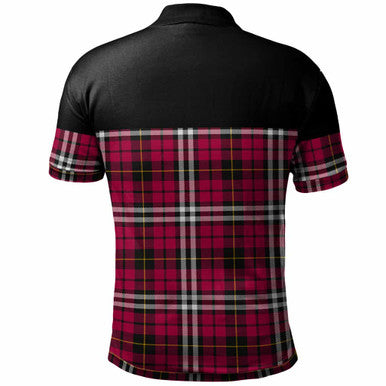 Scottish Little Clan Crest Tartan Polo Shirt - Horizontal Style Back Side Tartan Plaid