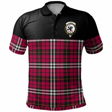 Scottish Little Clan Crest Tartan Polo Shirt - Horizontal Style Front Side Tartan Plaid