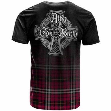 Scottish Little Clan Crest Tartan T-Shirt - Alba Gu Brath Family Crest Celtic Inspired Back Side Tartan Plaid