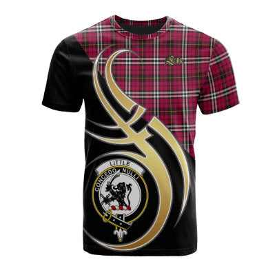 Scottish Little Clan Crest Tartan T-Shirt Believe in Me Front Side Tartan Plaid