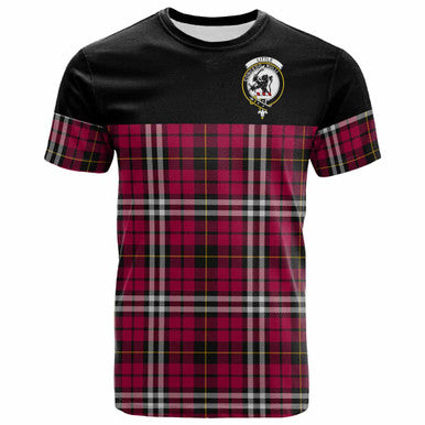 Scottish Little Clan Crest Tartan T-Shirt - Horizontal Style Front Side Tartan Plaid