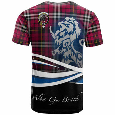 Scottish Little Clan Crest Tartan T-Shirt - Scotland Lion Back Side Tartan Plaid