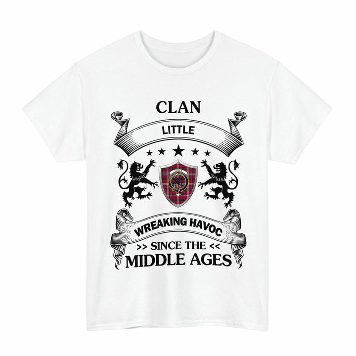 Scottish Little Clan Crest Tartan T-Shirt Wreaking Havoc Design Tartan Plaid White Color