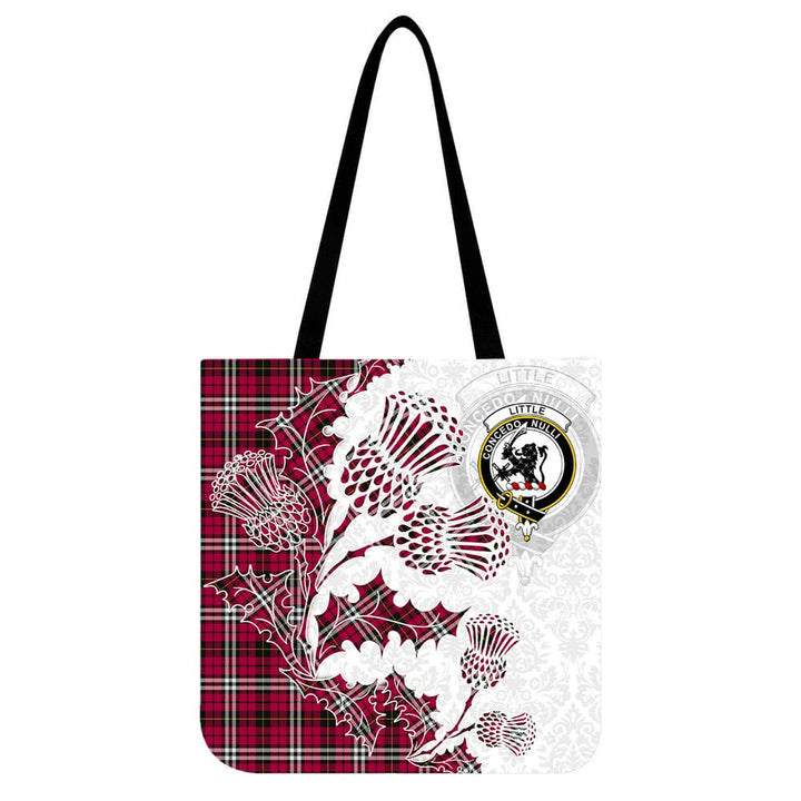 Scottish Little Clan Crest Tartan Tote Bag - Thistle Flowers Style Tartan Plaid 1