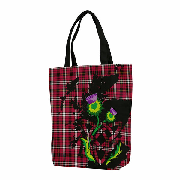 Scottish Little Clan Tartan Canvas Bag With Shoulder Strap With Thistle Tartan Plaid 1