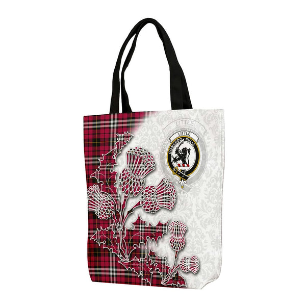 Scottish Little Clan Tartan Canvas Bag With Shoulder Straps - Thistle Flowers Style Tartan Plaid 1