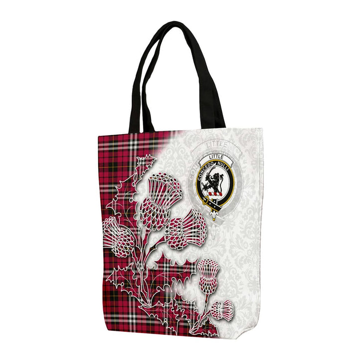 Scottish Little Clan Tartan Canvas Bag With Shoulder Straps - Thistle Flowers Style Tartan Plaid 1