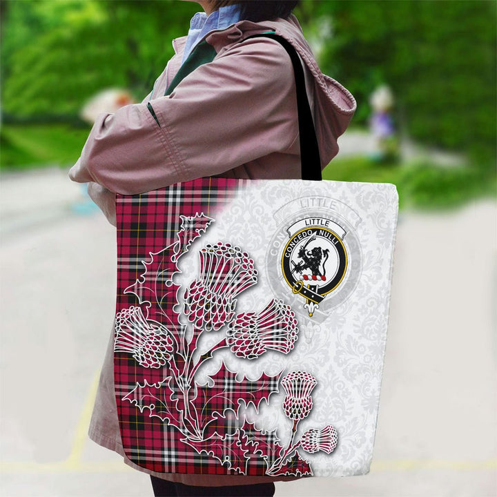 Scottish Little Clan Tartan Canvas Bag With Shoulder Straps - Thistle Flowers Style Tartan Plaid 2
