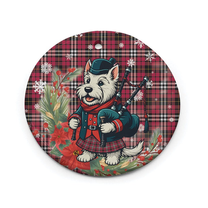 Scottish Little Clan Tartan Ceramic Ornament Cute Scottish Terrier Dog Circle Style Tartan Plaid