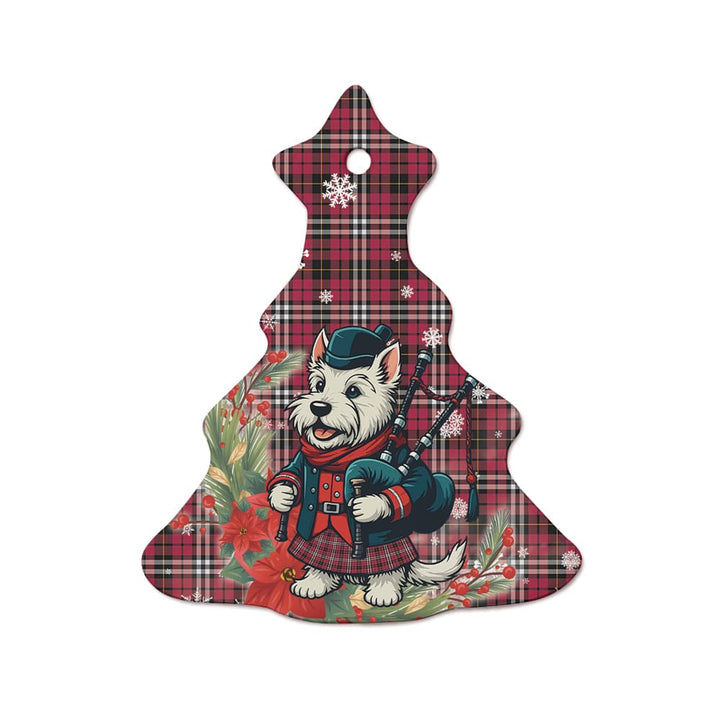 Scottish Little Clan Tartan Ceramic Ornament Cute Scottish Terrier Dog Tree Style Tartan Plaid