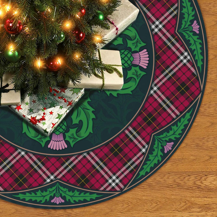 Scottish Little Clan Tartan Christmas Tree Skirt Old Scottish Thistle Flower No Tassels Tartan Plaid 2