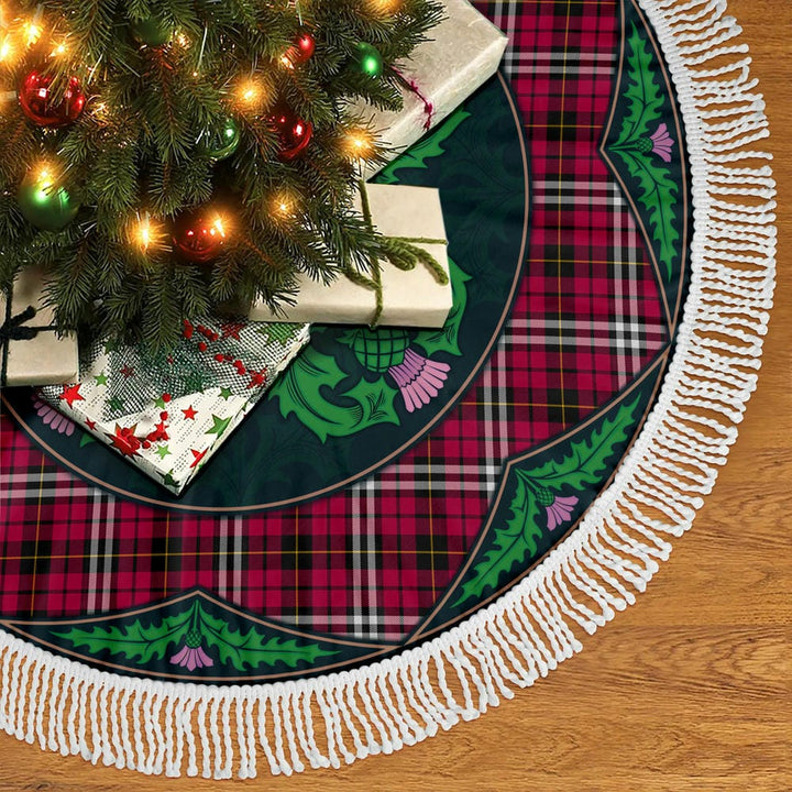 Scottish Little Clan Tartan Christmas Tree Skirt Old Scottish Thistle Flower Tassels Tartan Plaid 2