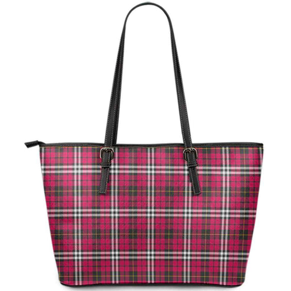Scottish Little Clan Tartan Leather Tote Tartan Plaid