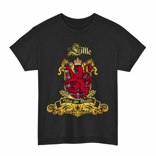 Scottish Little Clan Tartan Lion Rampant of Scotland T-Shirt Tartan Plaid Black Color