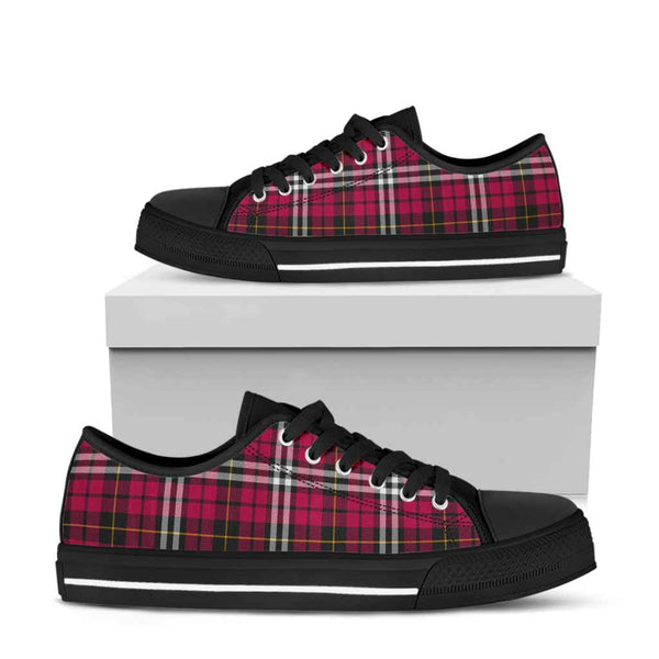Scottish Little Clan Tartan Low Top Shoes Black Sole Tartan Plaid