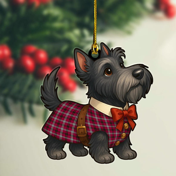 Scottish Little Clan Tartan Ornament Scottie Dog Tartan Plaid