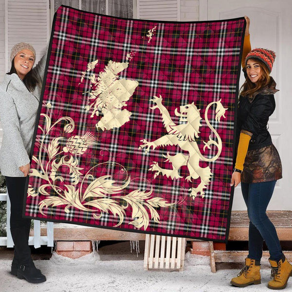 Scottish Little Clan Tartan Quilt Rampant Lion with Thistle Tartan Plaid 2