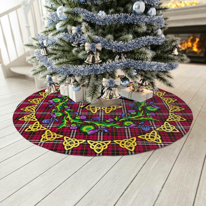 Scottish Little Clan Tartan Thistle Celtic Knot Christmas Tree Skirt No Tassels Tartan Plaid 3