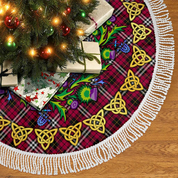 Scottish Little Clan Tartan Thistle Celtic Knot Christmas Tree Skirt Tassels Tartan Plaid 2