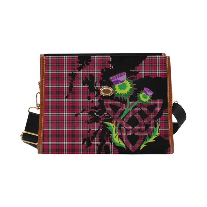Scottish Little Clan Tartan Waterproof Canvas Bag With Thistle Tartan Plaid 1