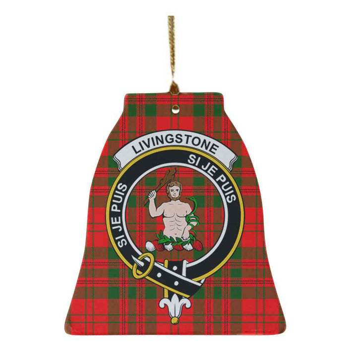 Scottish Livingstone Clan Crest Tartan Ceramic Ornament Bell Shape Tartan Plaid