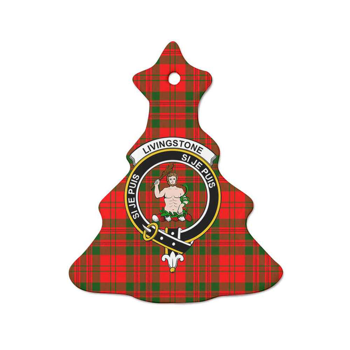 Scottish Livingstone Clan Crest Tartan Ceramic Ornament Tree Shape Tartan Plaid