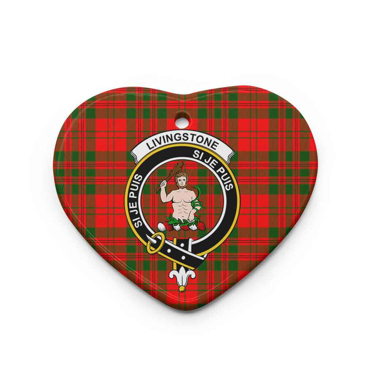 Scottish Livingstone Clan Crest Tartan Ceramic Ornament Heart Shape Tartan Plaid
