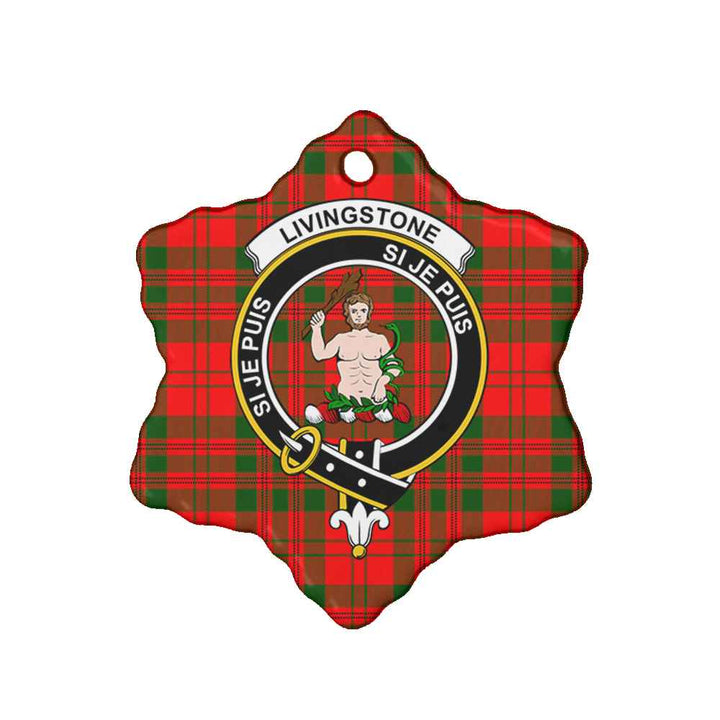 Scottish Livingstone Clan Crest Tartan Ceramic Ornament Snow Flake Shape Tartan Plaid