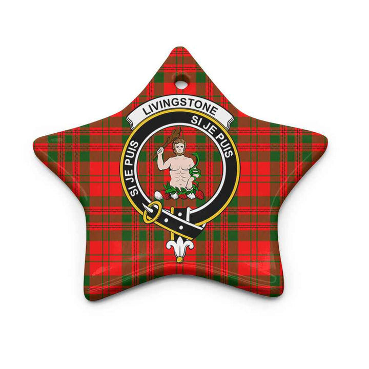 Scottish Livingstone Clan Crest Tartan Ceramic Ornament Star Shape Tartan Plaid
