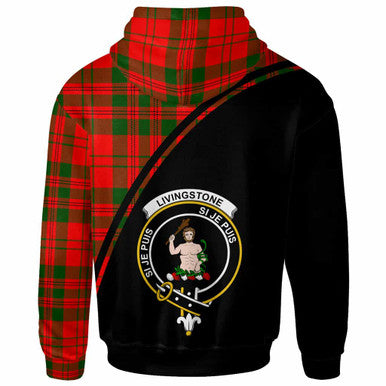Scottish Livingstone Clan Crest Tartan Curve Hoodie Back Side Tartan Plaid