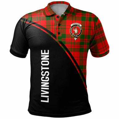 Scottish Livingstone Clan Crest Tartan Curve Polo Shirt Front Side Tartan Plaid