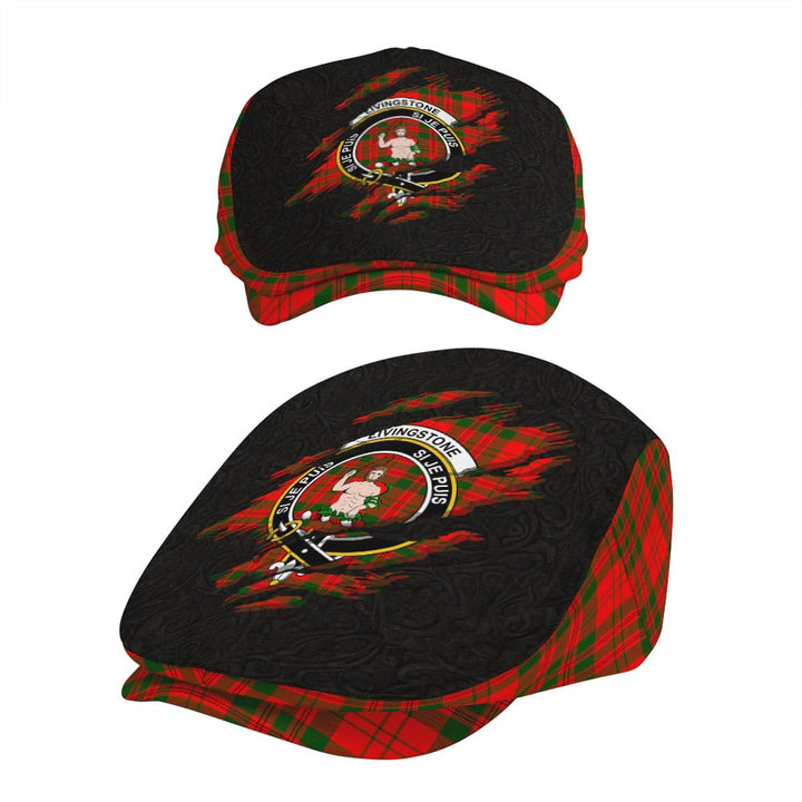 Scottish Livingstone Clan Crest Tartan Flat Cap - Scratch Style Tartan Plaid 5