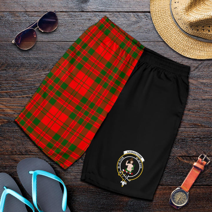 Scottish Livingstone Clan Crest Tartan Half of Me Men's Shorts
